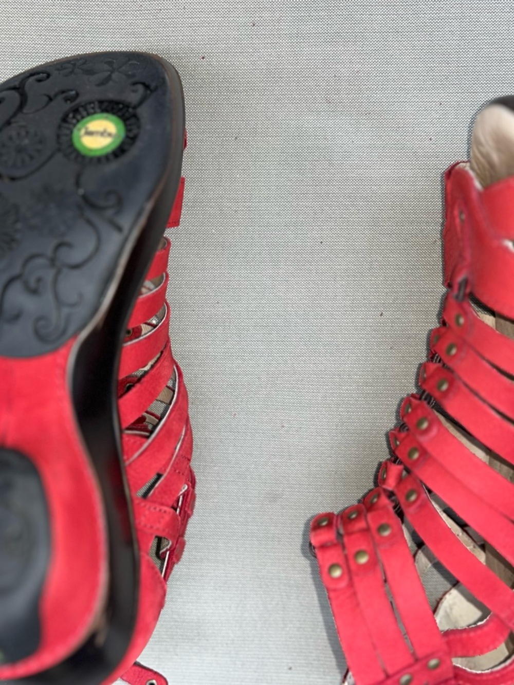 Jambu Red Strappy Studded Gladiator wedges sandals 👡 - Picture 9 of 12
